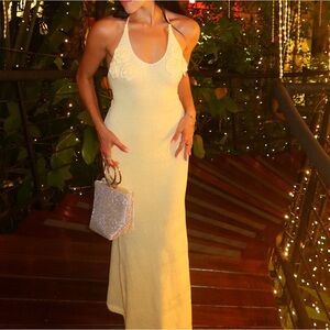 Elegant Yellow Halter Dress